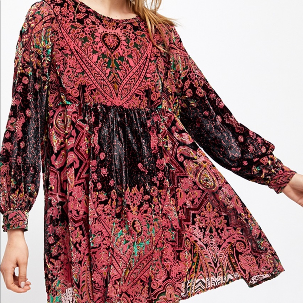 FREE PEOPLE Mirror Mirror Velvet Mini Dress